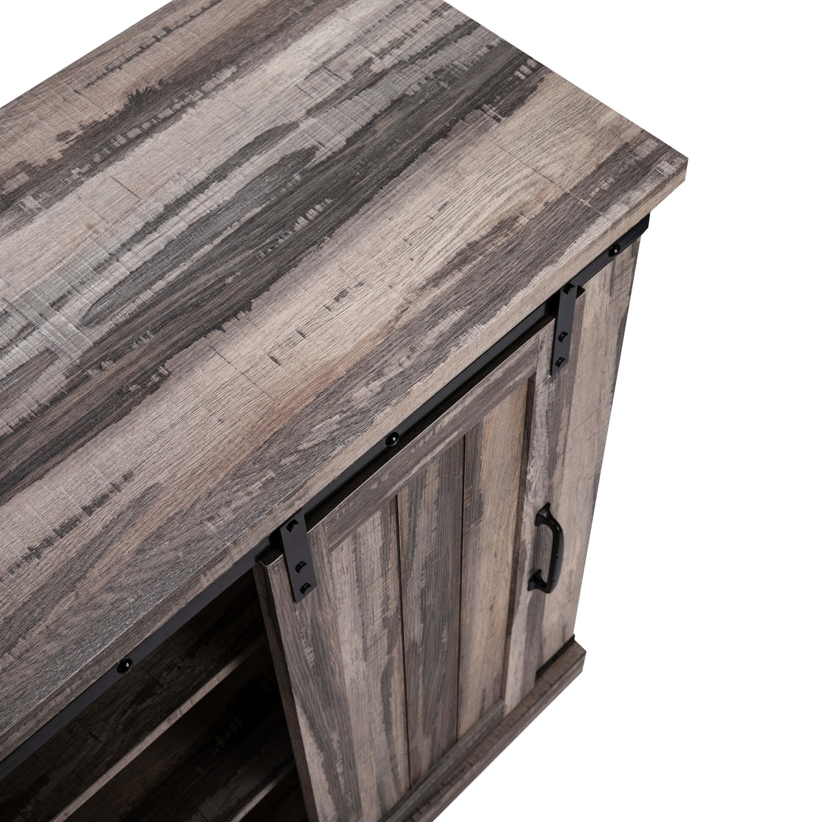 Aged Wood Sliding Barn Door Accent Cabinet S7043