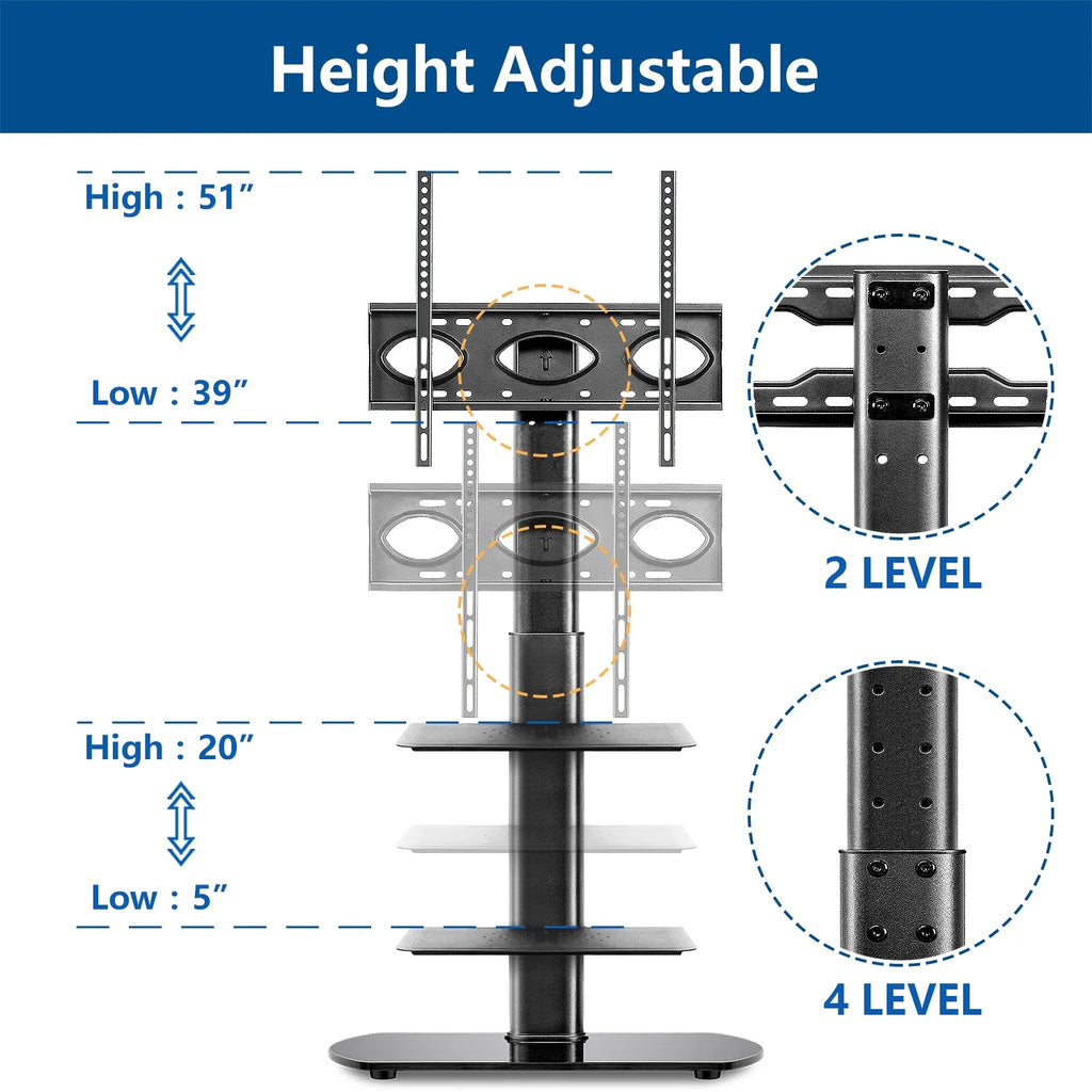 Black Metal Floor TV Stand up to 65 inch H863071