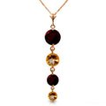 14k Rose Gold Natural Garnets and Citrines Drop Pendant Necklace V683971