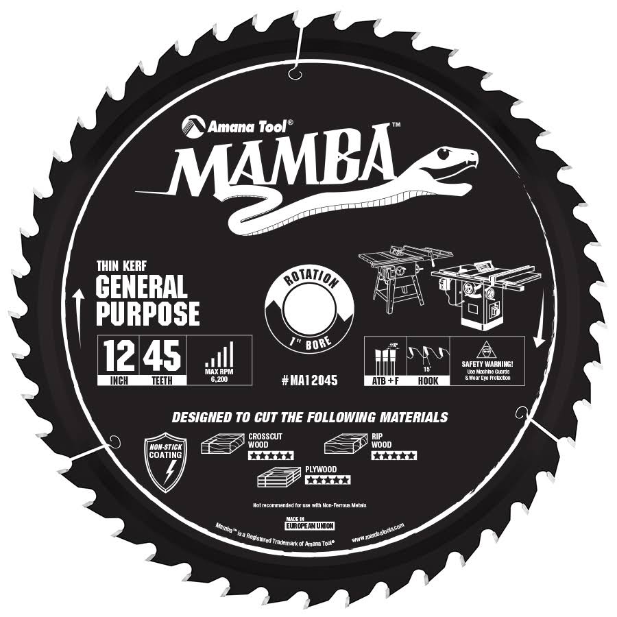 12 inch 45T Carbide Tipped Thin Kerf Miter Saw Blade K3387