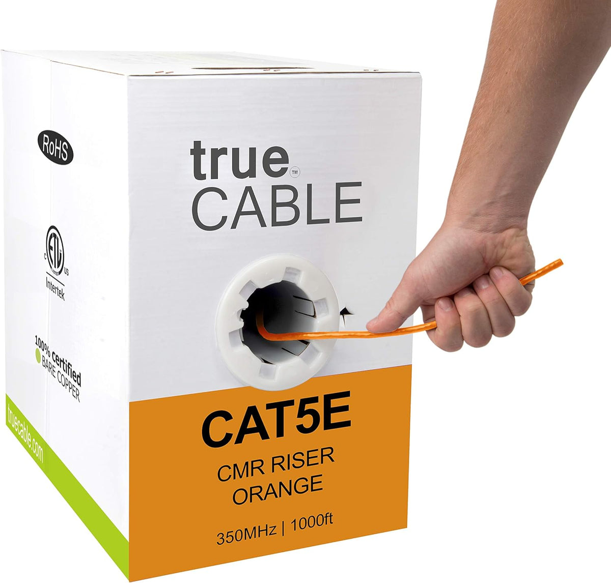 1000ft Orange 24AWG 4 Pair Solid Bare Copper Bulk Ethernet Cable T1464
