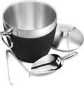 Black Double Walled Stainless Steel Insulated Ice Bucket with Nylon Holder A384