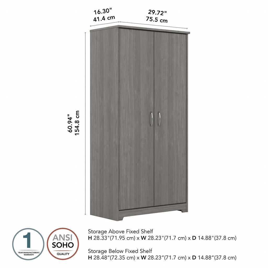 Tall Storage Cabinet with Doors in Modern Gray L34672