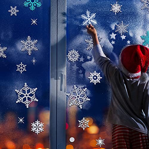 Christmas Snowflake Window Stickers Dark Blue Light Blue White Removable Y102