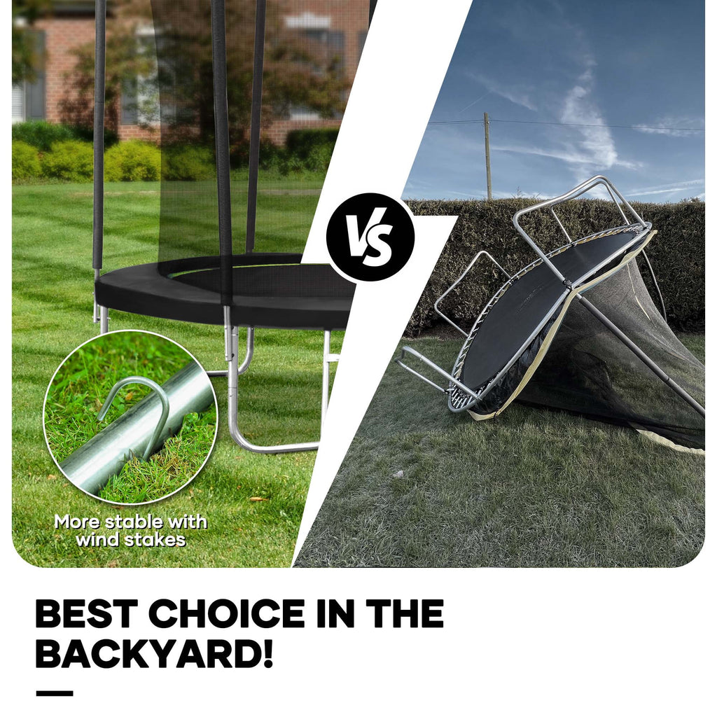 14 FT Trampoline with Ladder, Safety Enclosure, Wind Stakes E55029