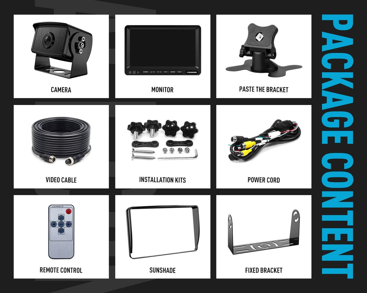 7'' 1080P HD Backup Camera System Kit IP69 Waterproof Rear View Camera X70412