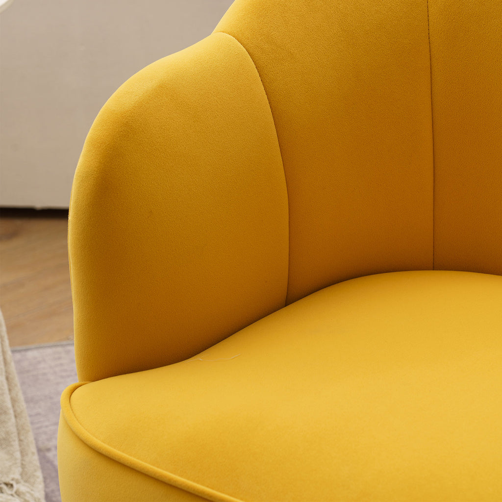 Velvet Fabric Armchair With Gold Legs Q139313