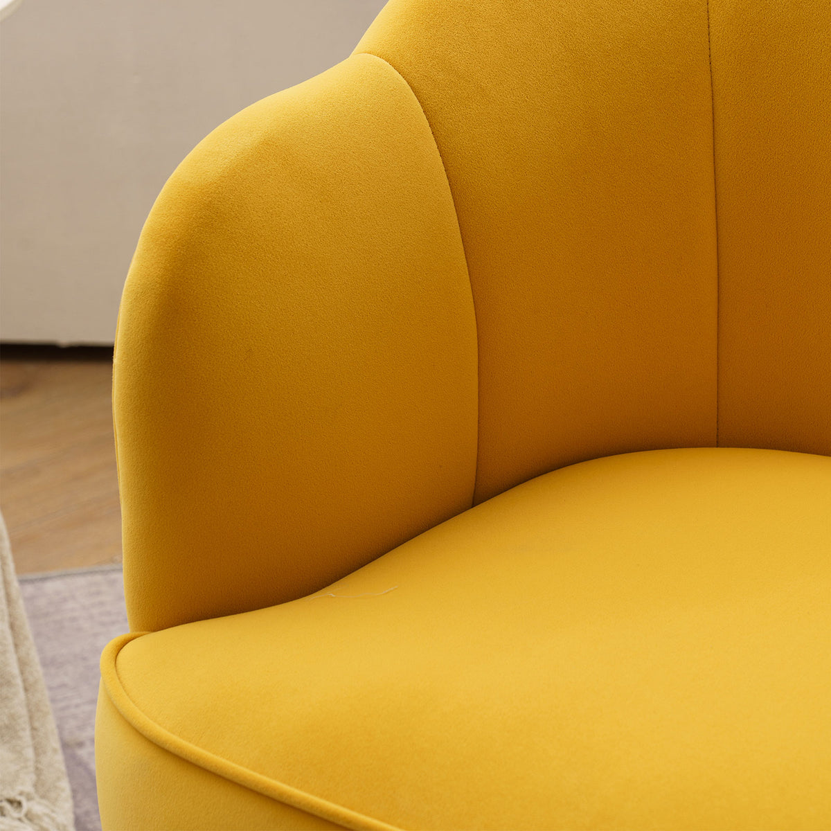 Velvet Fabric Armchair With Gold Legs Q139313