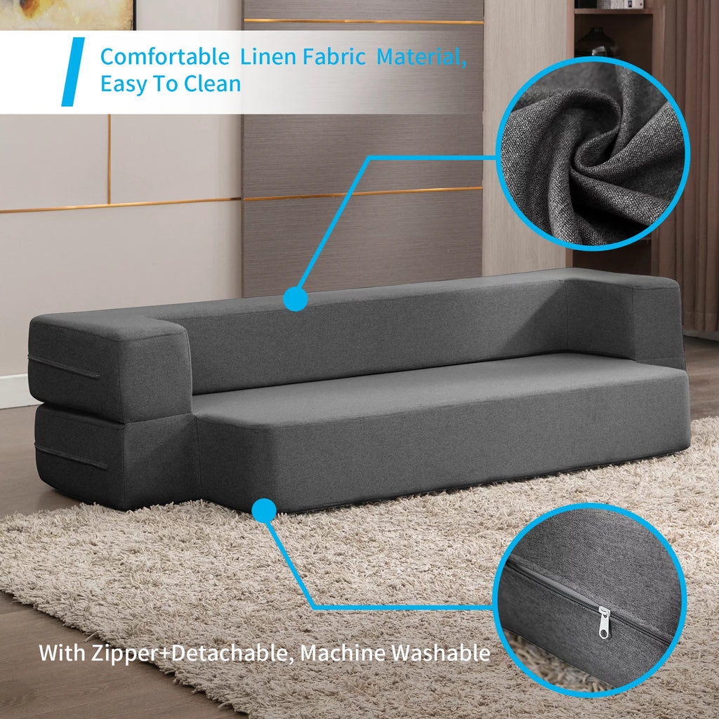 Dark Gray Folding Queen Size Sleeper Sofa Bed E141