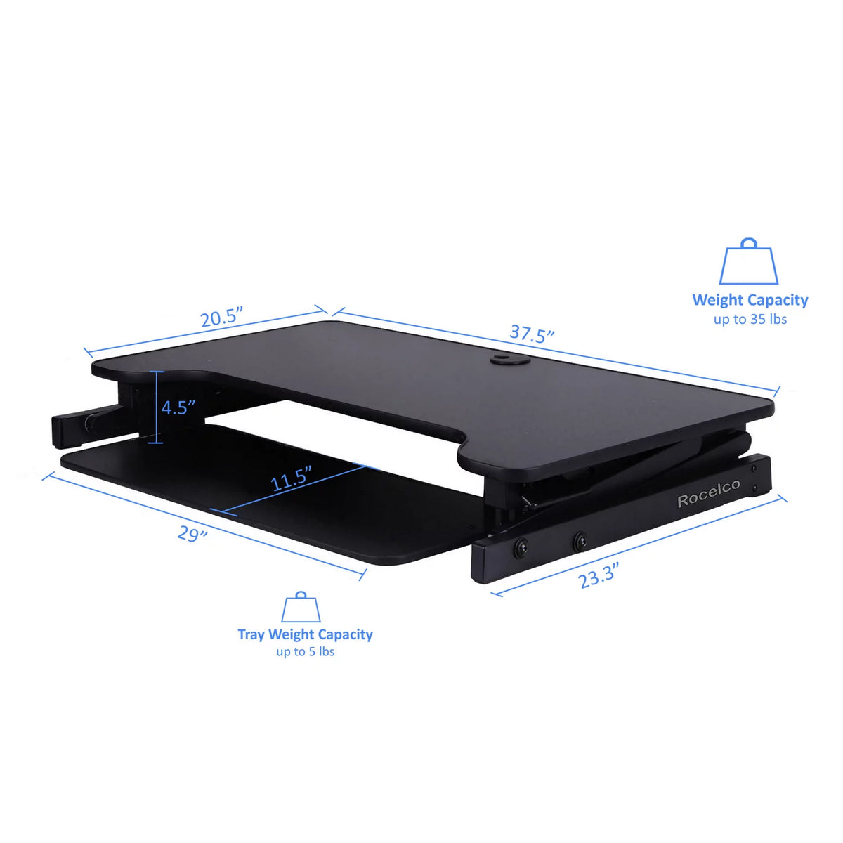 Height Adjustable Standing Desk Converter Black G229147