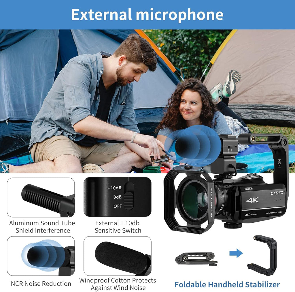 4K 1080P 60FPS Video Camcorder with 30X Zoom Infrared Night Vision Q82459