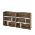 2-Piece Asymmetrical Shelving Unit Set in Rustic Brown u0026 Sandstone X739328