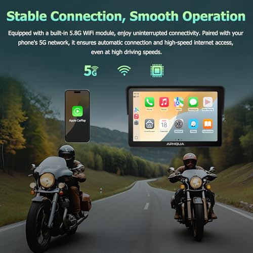 7-Inch Motorcycle GPS Navigation System with Apple CarPlay & Android Auto, Waterproof Touchscreen, Bluetooth, IP67 Waterproof Q351366