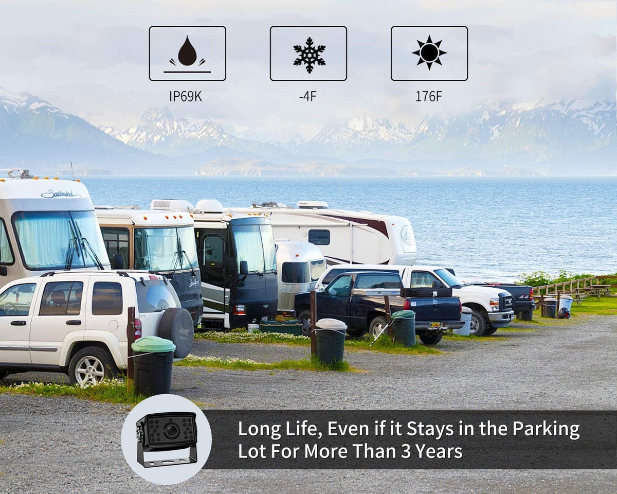 7'' 1080P HD Backup Camera System Kit IP69 Waterproof Rear View Camera X70412