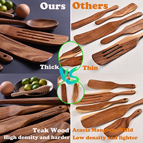 Set of 9 Natural Teak Wooden Spurtles E67111