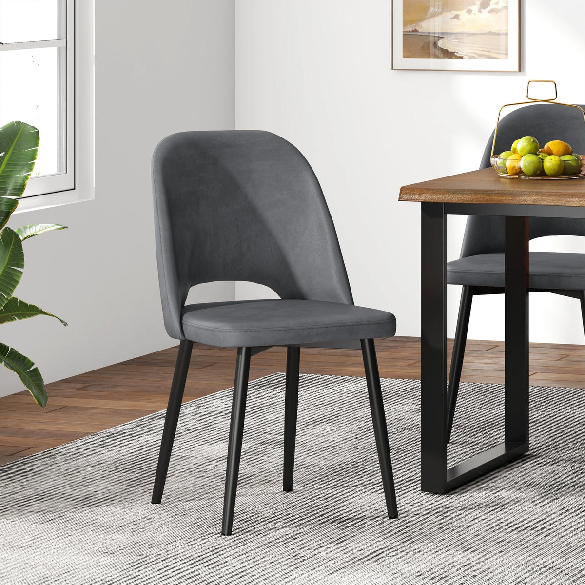Black PU Leather Dining Chairs Set of 4 Z527762