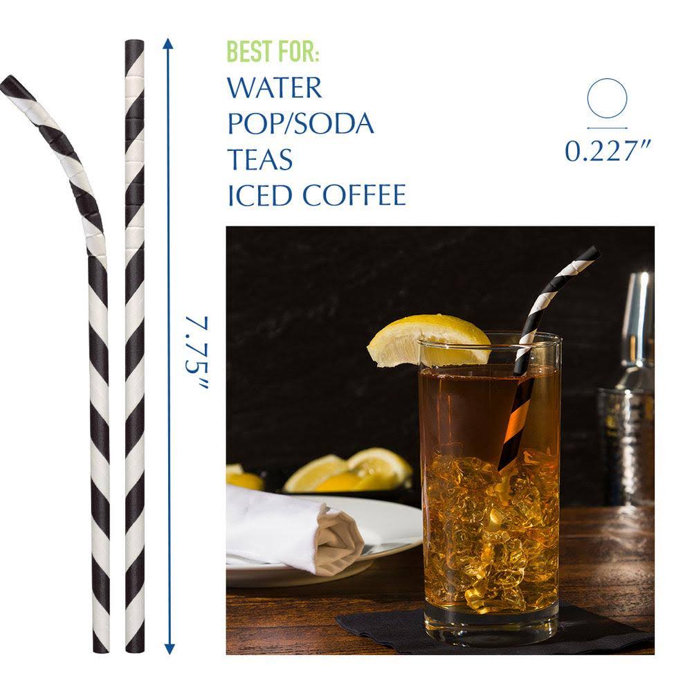 7 3/4x22 Black White Striped Paper Straw Z200