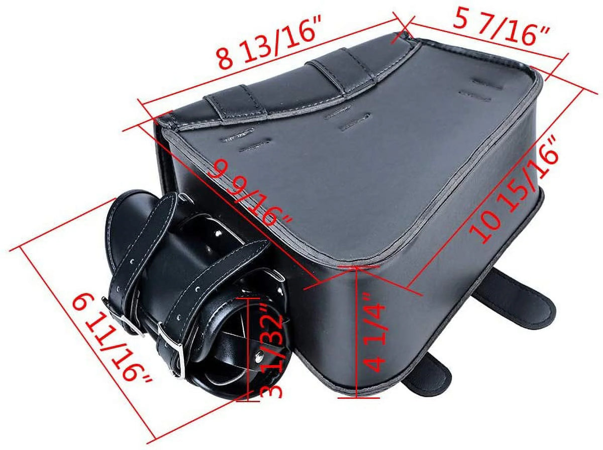 Left Black Soft PU Leather Solo Swing Arm Saddle Bag with Side Storage L8694