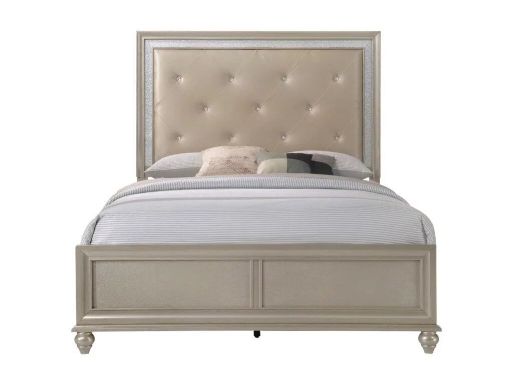 Champagne Finish Tufted 3pc Full Size Bedroom Set L743710