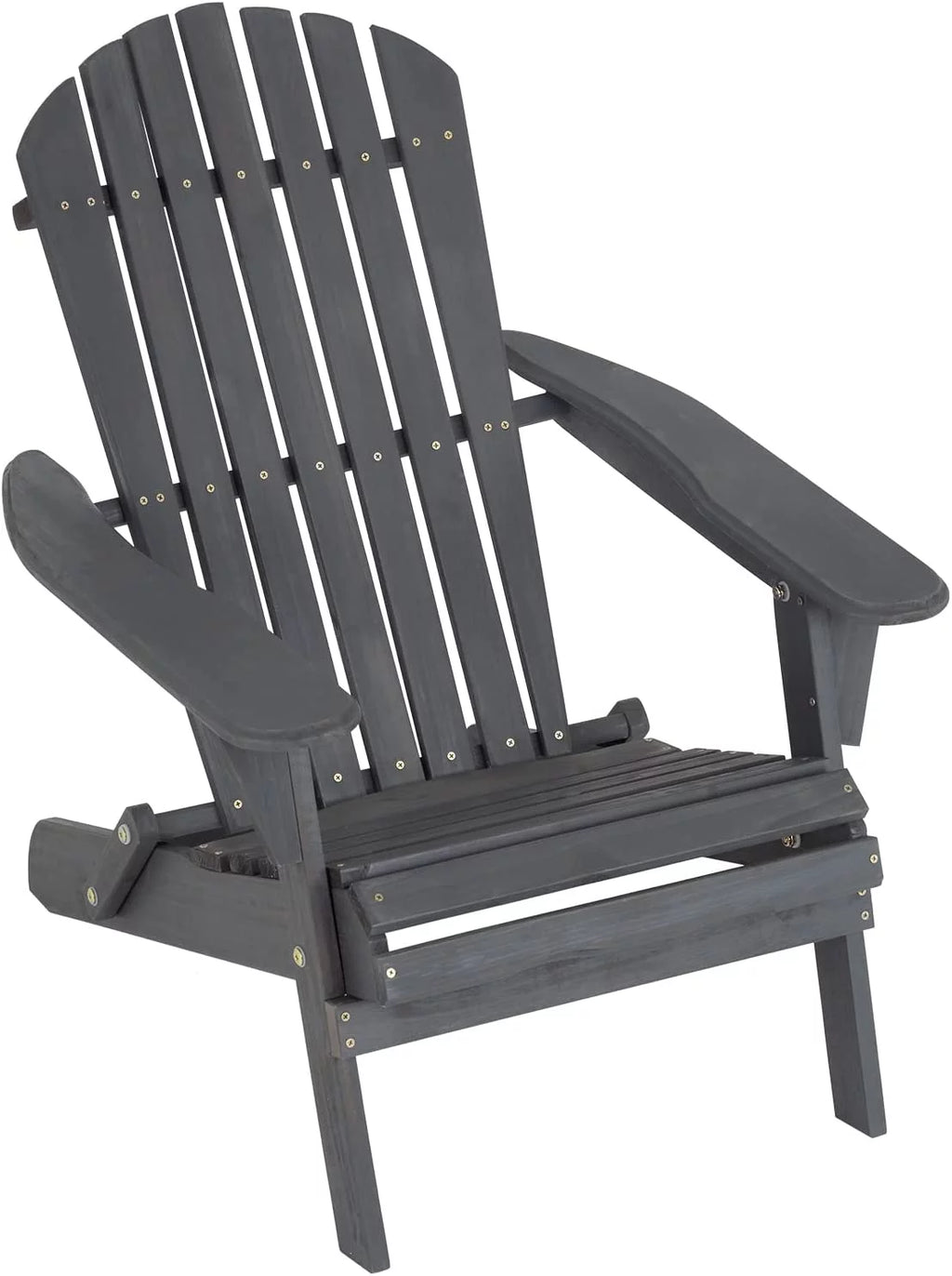 Folding Adirondack Chair Weather Resistant Wood Patio Chair Grey W95615
