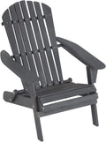 Folding Adirondack Chair Weather Resistant Wood Patio Chair Grey W95615