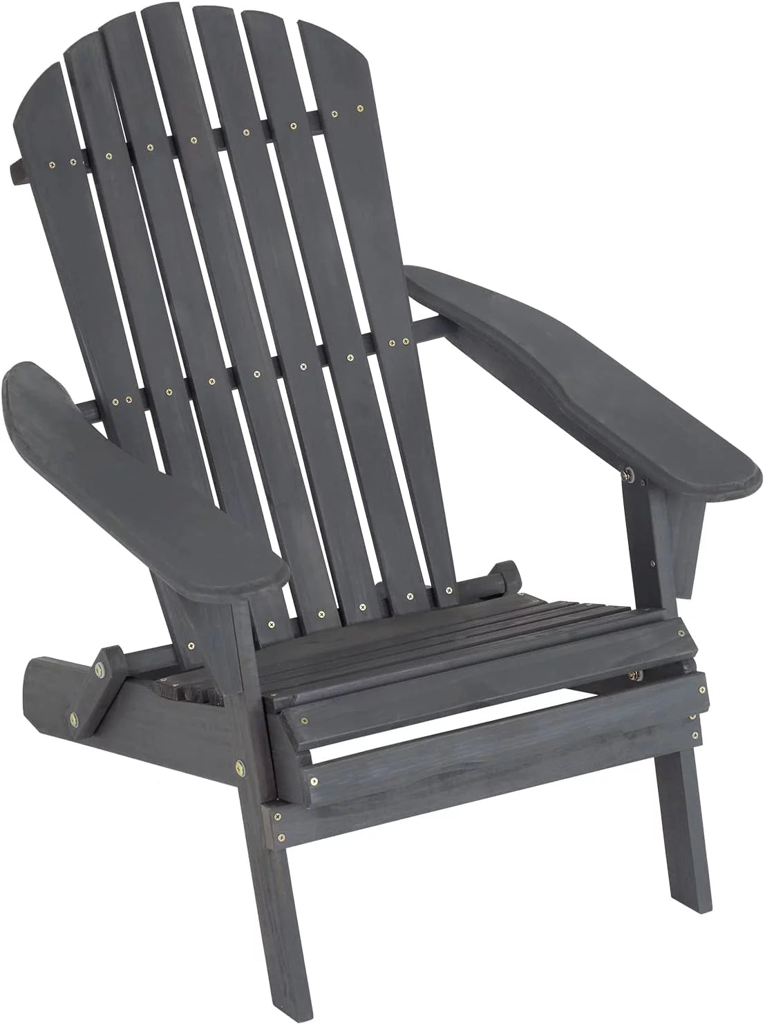 Folding Adirondack Chair Weather Resistant Wood Patio Chair Grey W95615