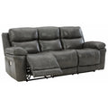 Chocolate Leather Power Reclining Sofa with Headrest R21501