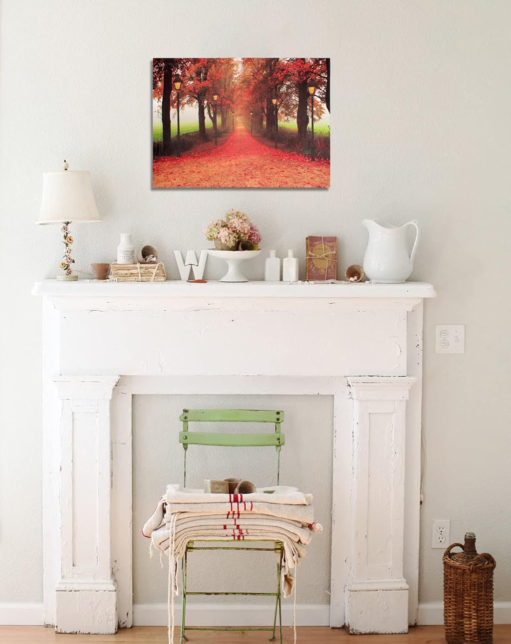 Red Maple Forest LED Wall Art Canvas Pictures 15.8x11.8inch E978194