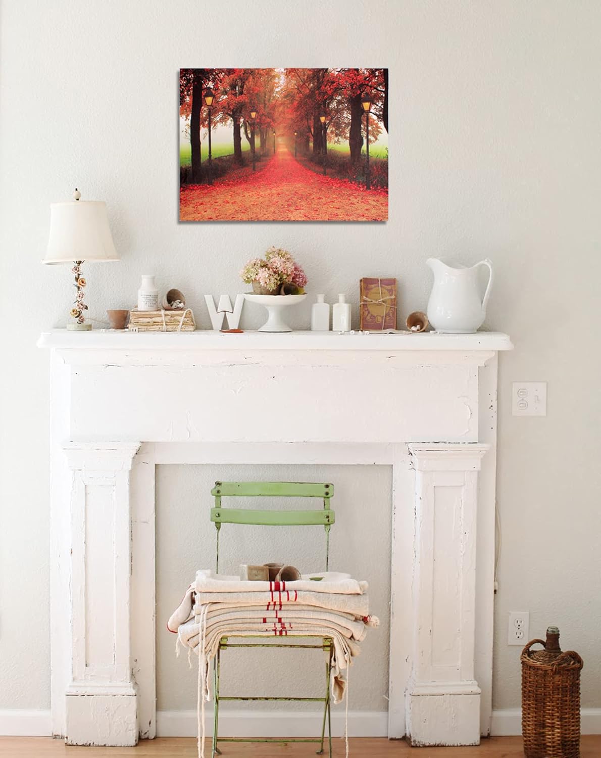 Red Maple Forest LED Wall Art Canvas Pictures 15.8x11.8inch E978194