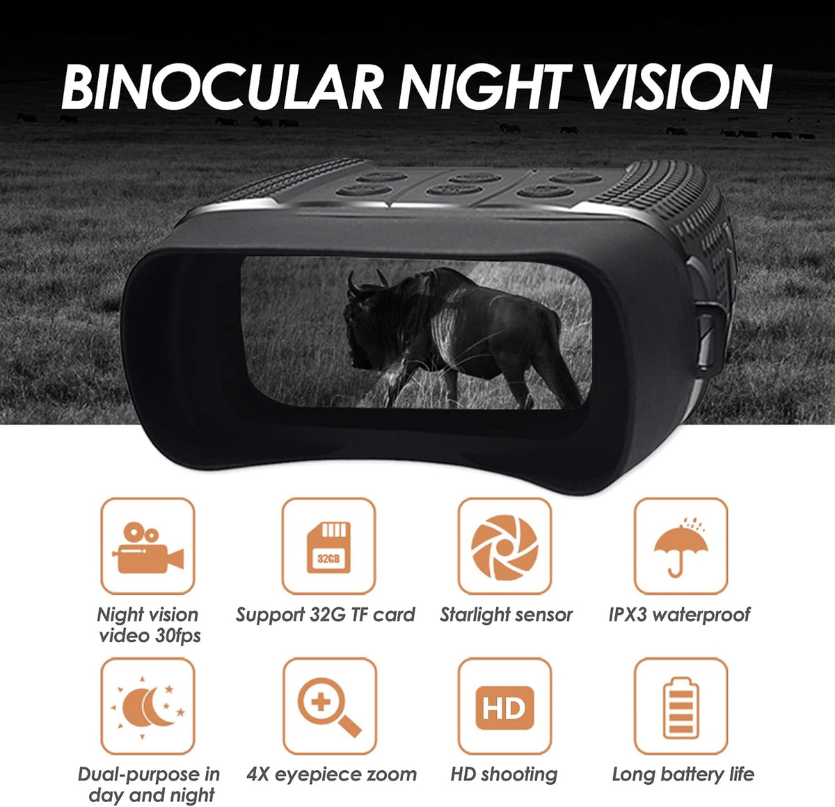 Night Vision Goggles with 2.31'' LCD Digital Infrared Binoculars with 32GB TF Card Q52629