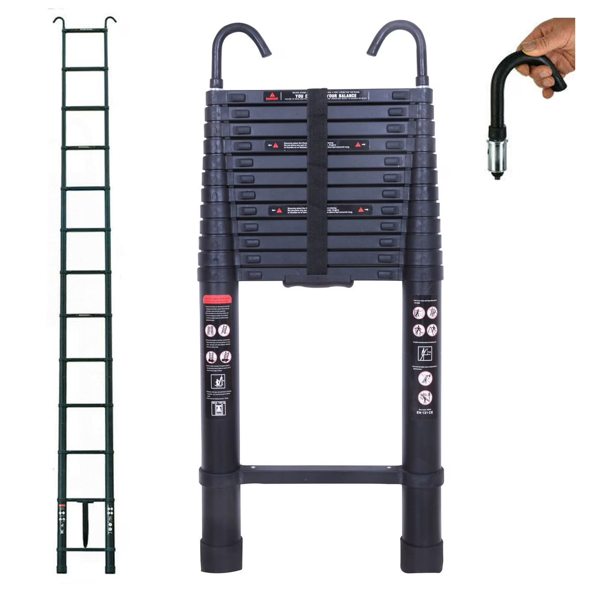 Telescoping Ladder 16.4ft Aluminum 13 Steps 330lbs Max Capacity T19001