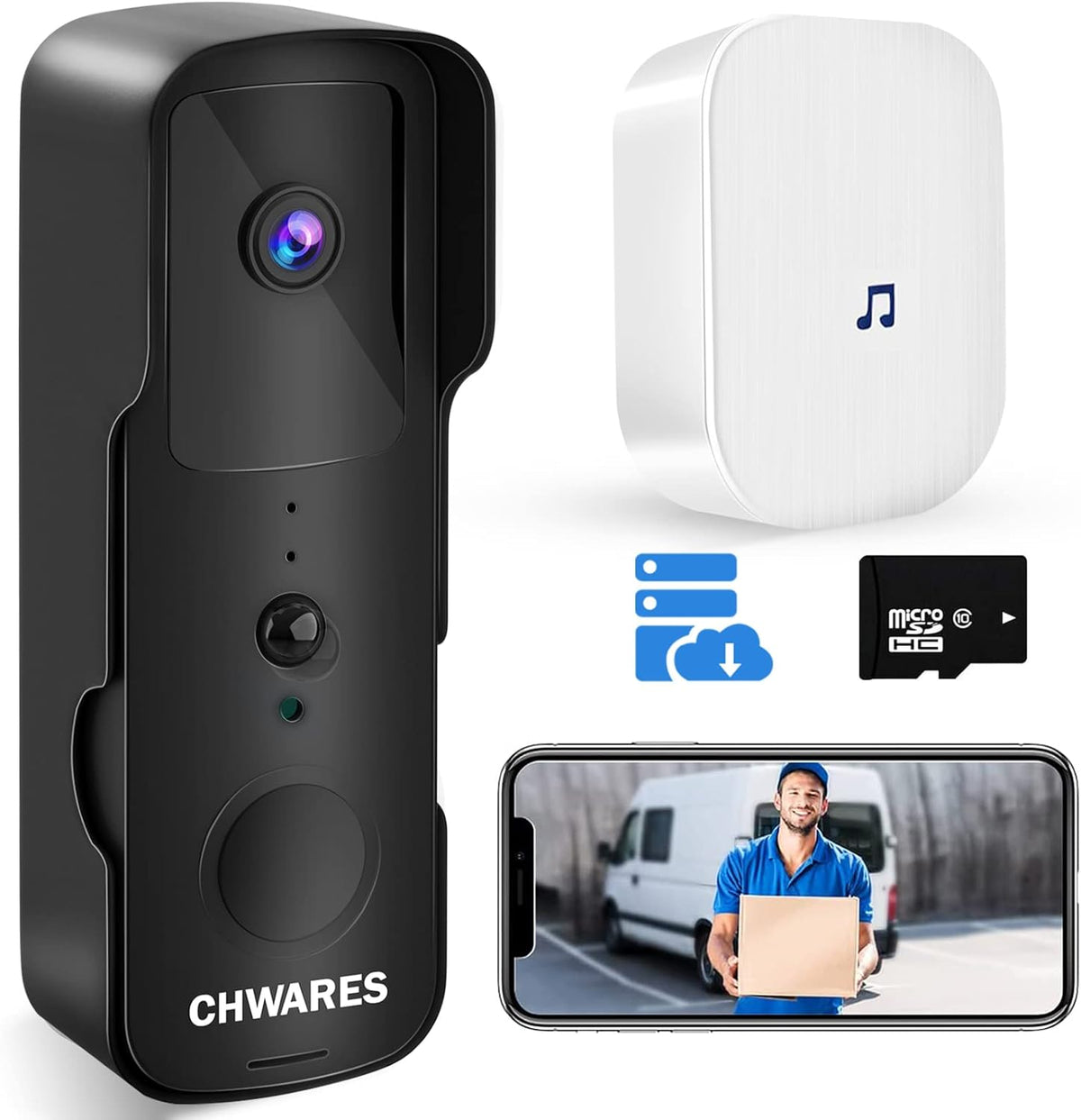 White Video Doorbell Camera 2 Pack with Chime K466738