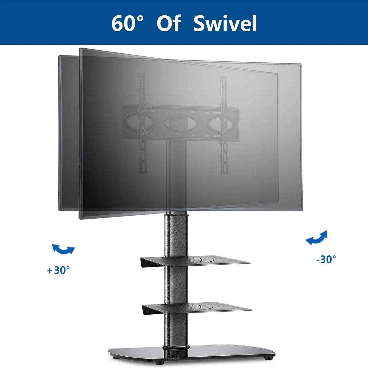 Black Metal Floor TV Stand up to 65 inch H863071
