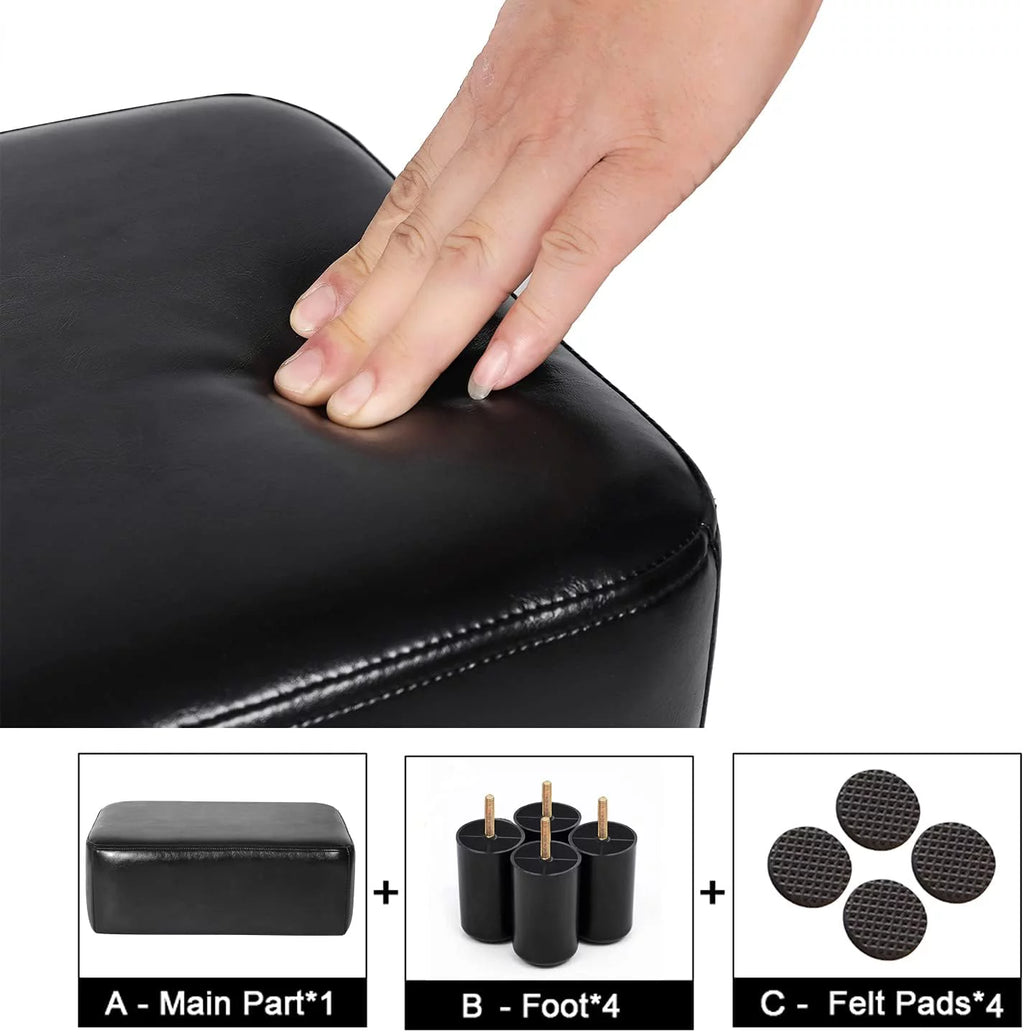 Black Faux Leather Rectangular Footrest Ottoman A505950