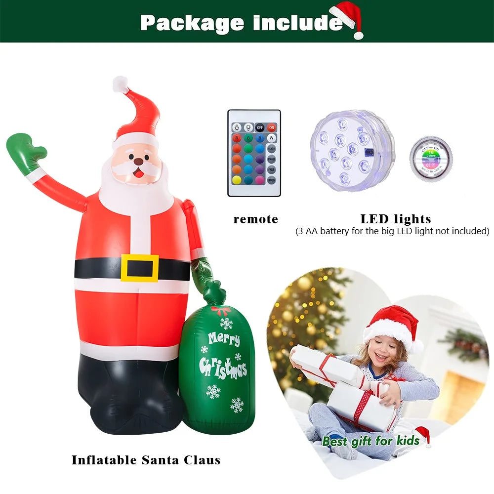 8Ft Christmas Inflatables Santa Claus Outdoor Decorations LED Lights B986
