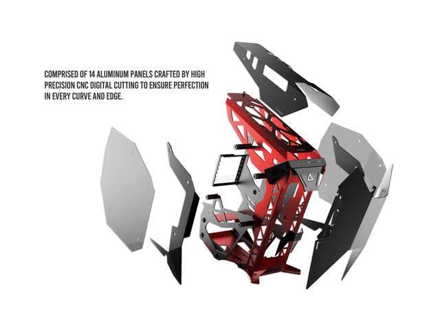 Black Red Aluminum ATX Mid Tower Computer Case D581972