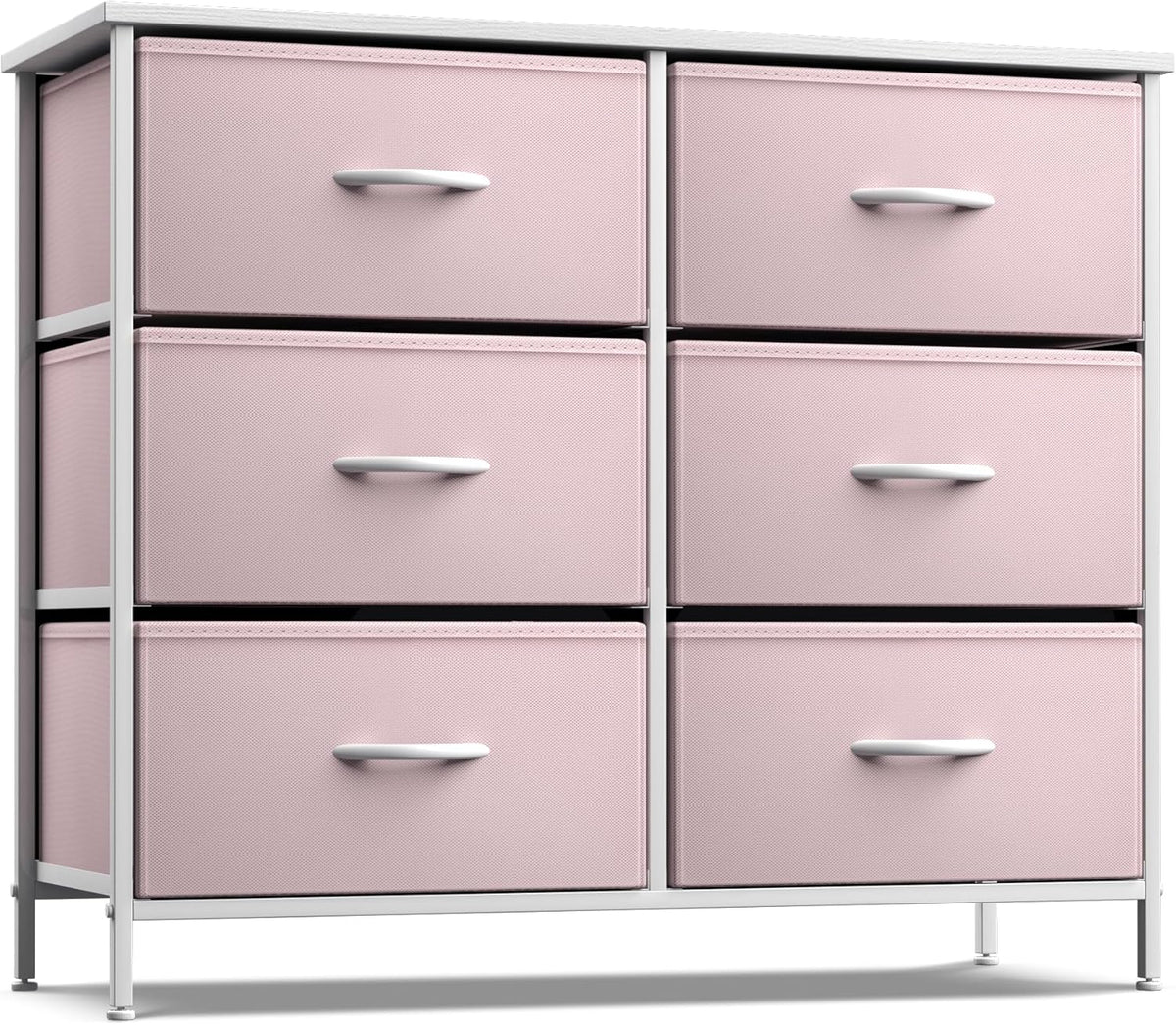 6 Drawer Pink Kids Dresser with Nightstand X9136