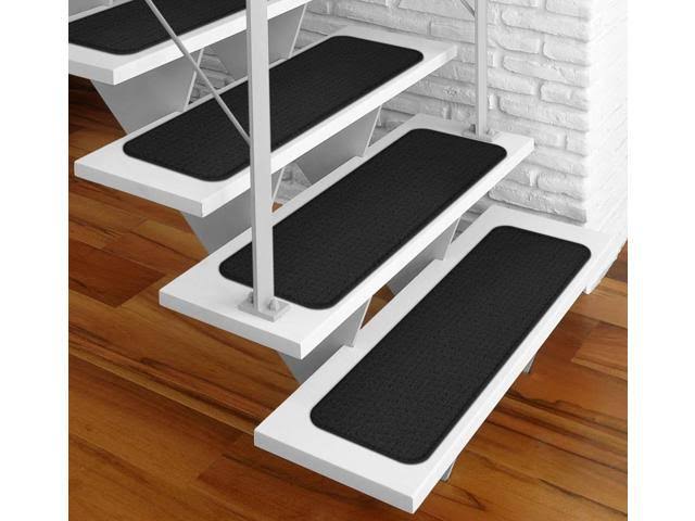 Set of 12 Black Adhesive Carpet Stair Treads B68516