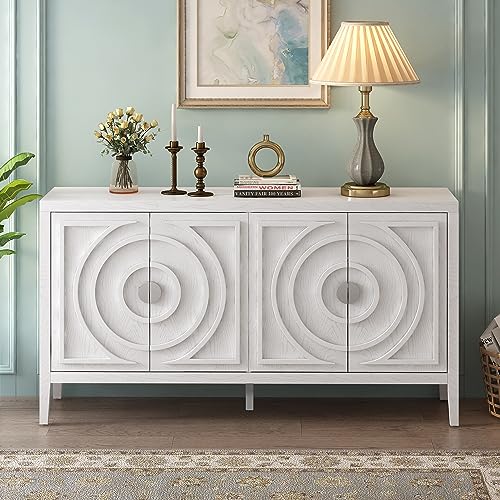 Black 4-Door Sideboard Cabinet with Adjustable Shelves T772