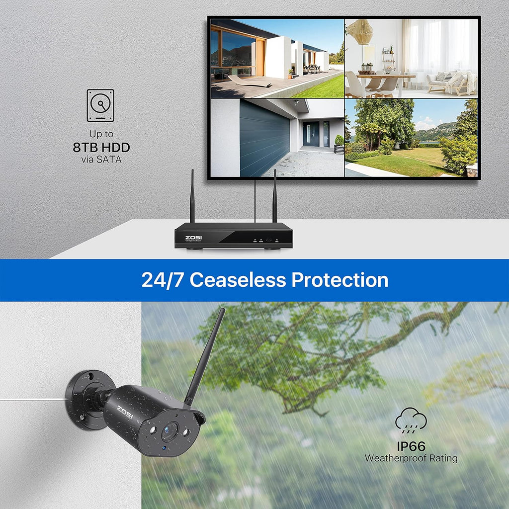 2K 8 Channel CCTV NVR with Hard Drive 1TB and 4pcs 1080P WiFi IP Camera S134215