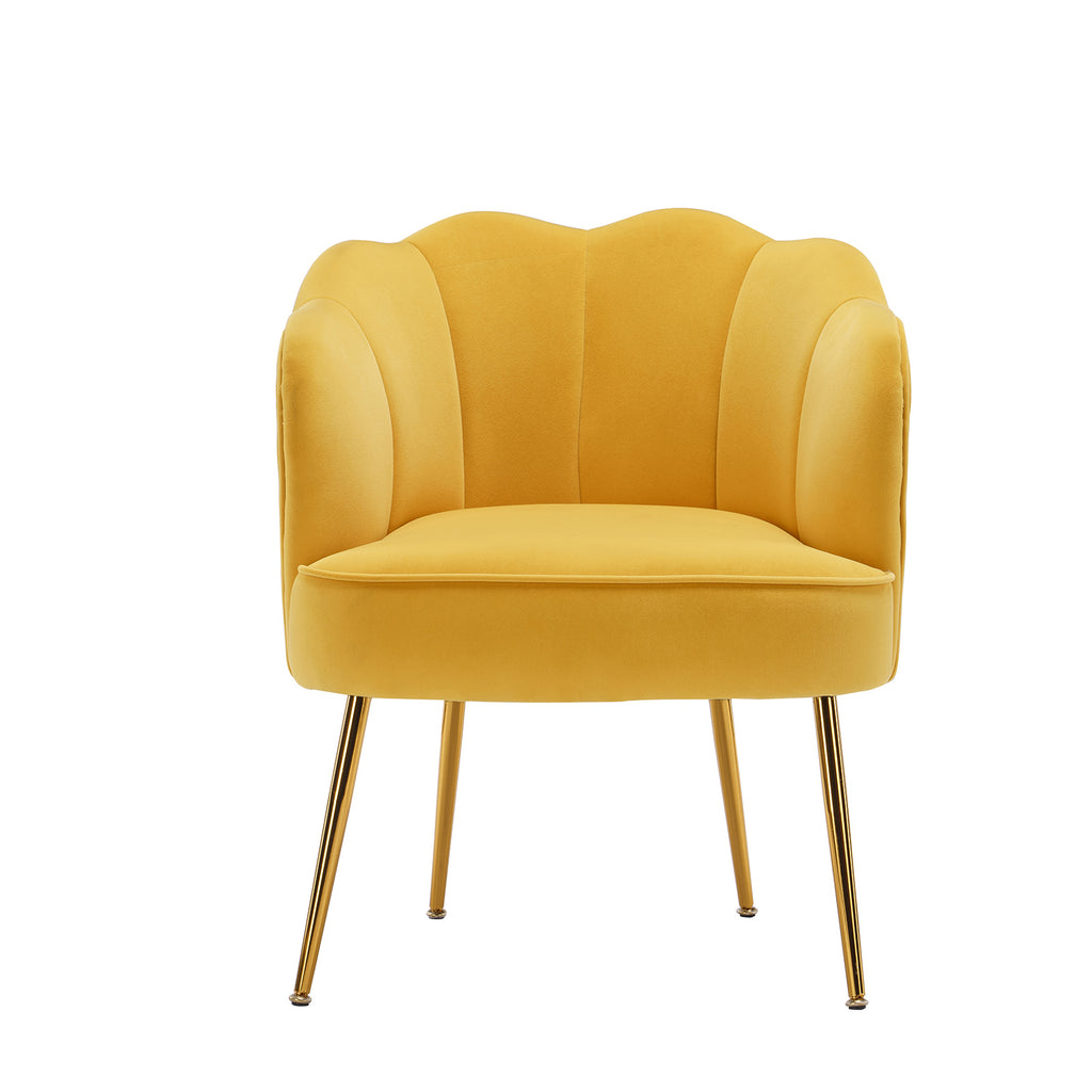 Velvet Fabric Armchair With Gold Legs Q139313