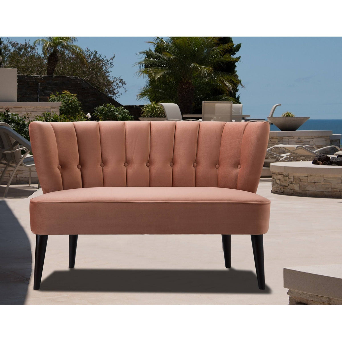 Orange Tufted Settee I870