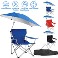Blue Foldable Beach Chair with Detachable Umbrella Cup Holder Carry Bag N7143