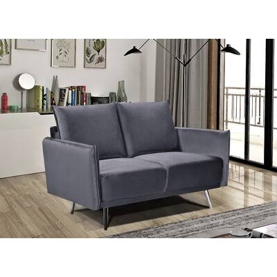Gray Velvet Round Arm Loveseat N53538