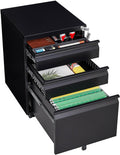 Black Steel 3-Drawer Rolling File Cabinet M48129