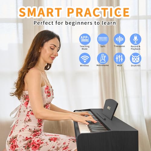 Black 88 Key Fully Weighted Hammer Action Digital Piano D332