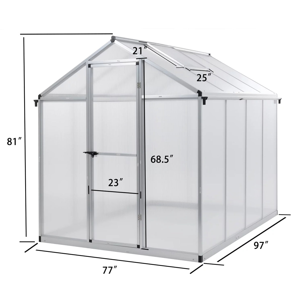 White 6' x 8' Polycarbonate Greenhouse with Aluminum Frame R690