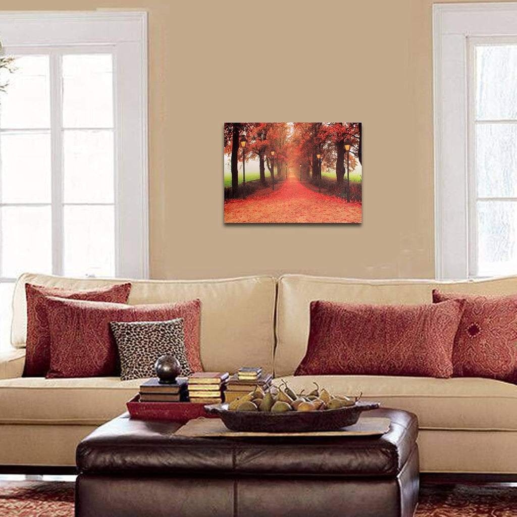 Red Maple Forest LED Wall Art Canvas Pictures 15.8x11.8inch E978194