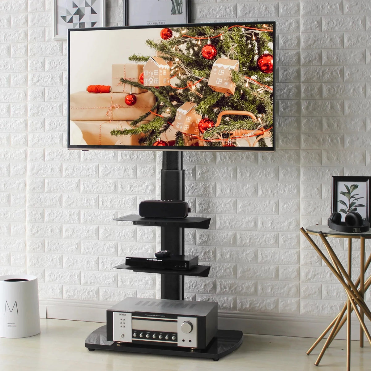 Black Metal Floor TV Stand up to 65 inch H863071