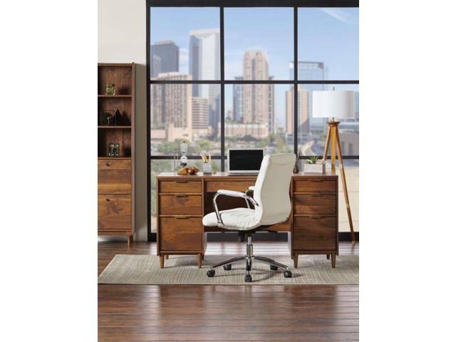 White Leather Mid-Back Chair X6817